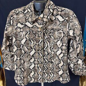 Boston Proper Desert Python Ruched  Sleeve Jacket Size Medium